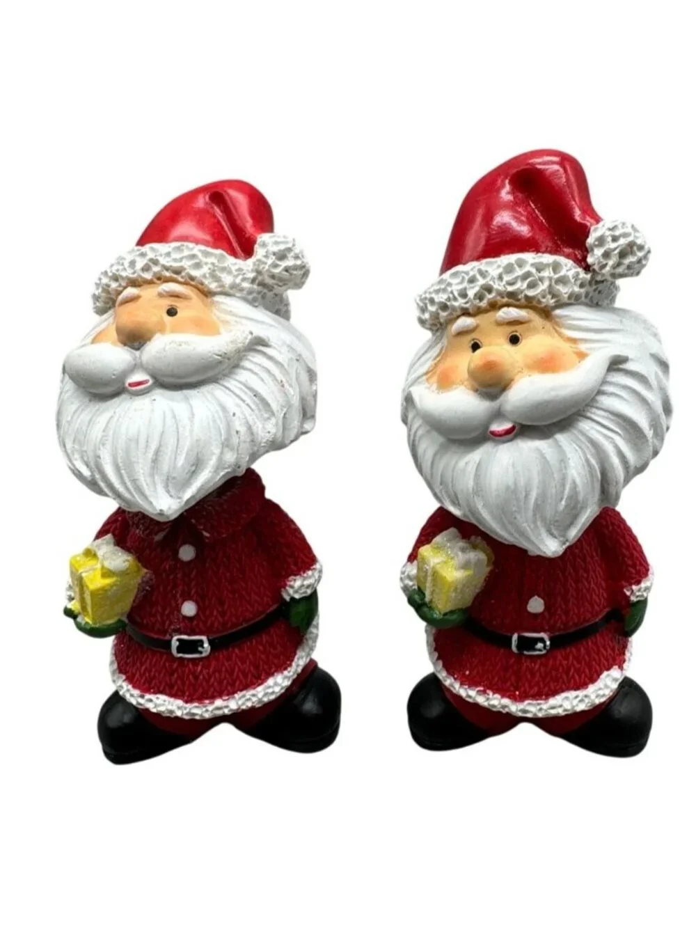 Ceramic Santa Bobble Head Figurines Set Of 2 Red & White Christmas Decor READ
